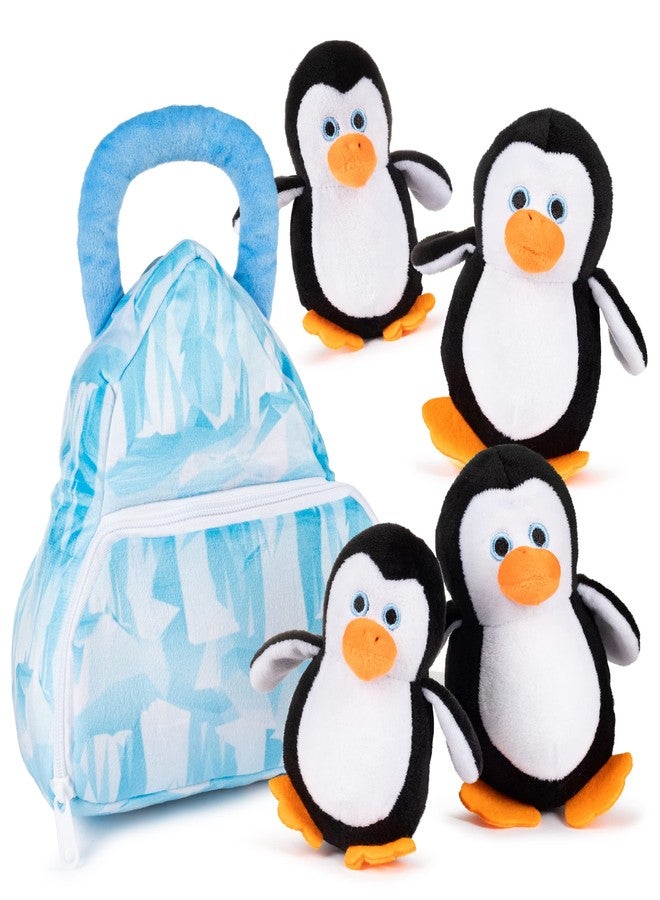 Plush Creations Talking Penguins Plush Toy Set | Includes 4 Talking Soft Plush Penguins with A Plush Glacier Shaped Carrier | Talking Animal Toys | Great Gift for Baby and Toddler Boys or Girls - Image 1